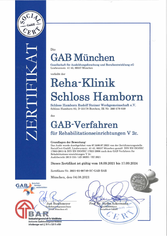 Zertifikat GAB-Verfahren Zertifikat GAB-Verfahren