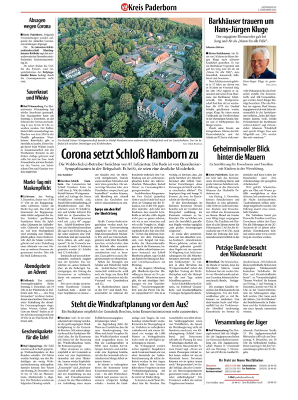 Corona setzt Schloß Hamborn zu Corona setzt Schloß Hamborn zu